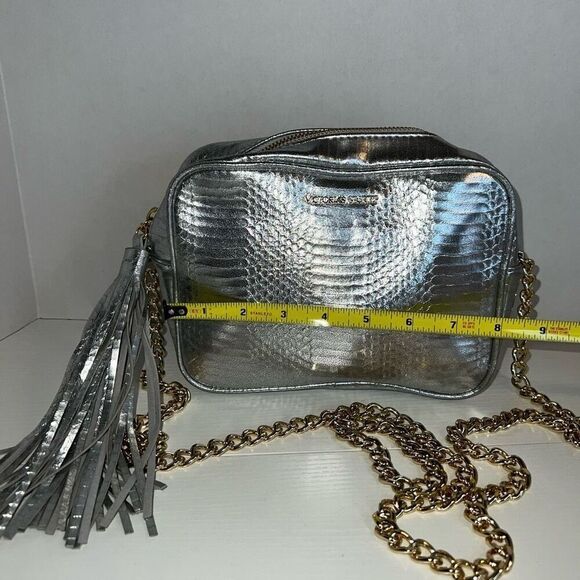 Victoria's Secret Metallic Silver Cross Body Bag Limited EditionGold Hardware - Picture 2 of 8